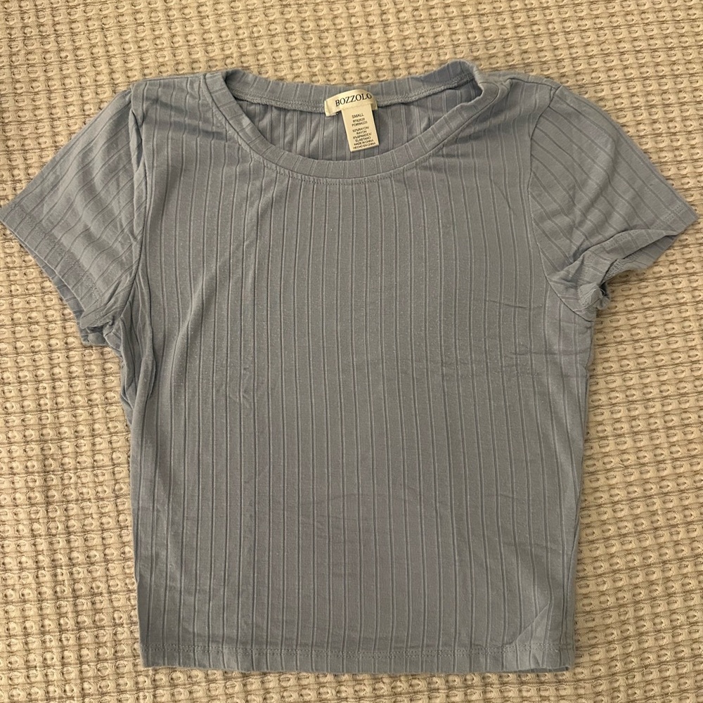 Light blue ribbed baby tee